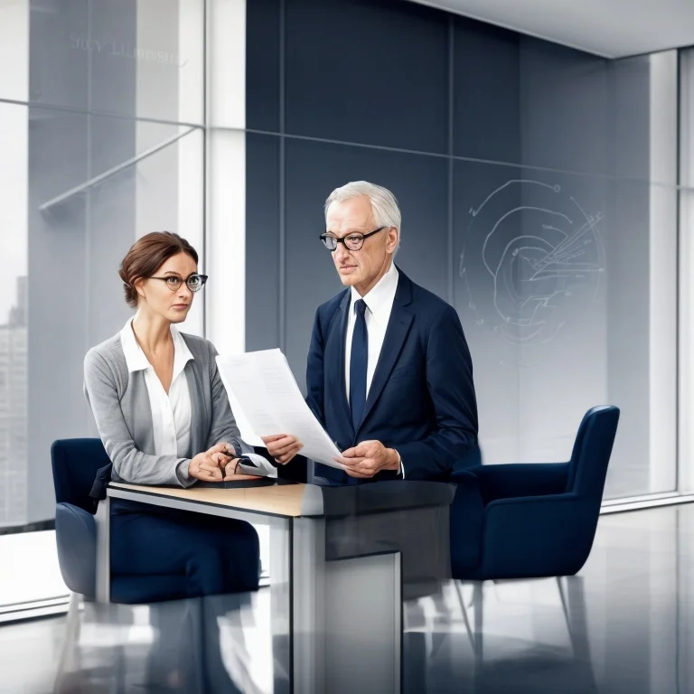 Senior couple discussing insurance options with a consultant at a museum setting